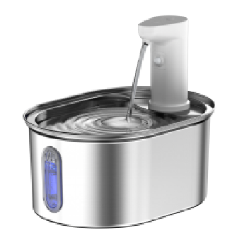 Oval Stainless Steel Battery Operated Pet Water Foutain